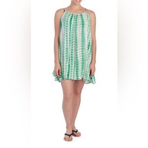 Sand & Spirit Women's Medium Green White PullOver Sleeveless Beach Dress NWT